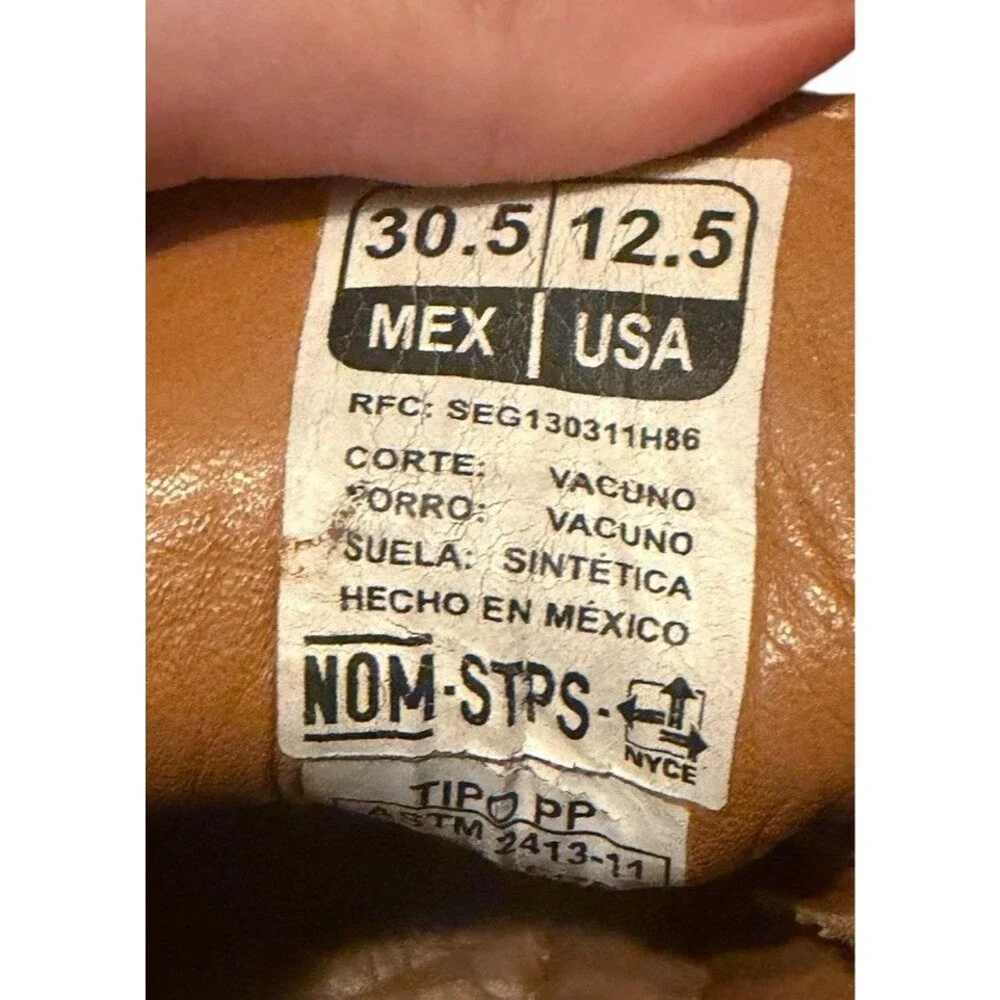 Proxon Steel Toe Work Boots Mens 12.5 Chelsea  Brown Leather Lace Up Zipper